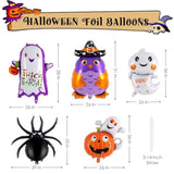 Halloween Foil Balloon Set: Ghost, Pumpkin, Witch, Spider - 10PCS