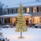 7.5Ft 180 Led Minimalist Pre-Lit Slim Pencil Artificial Christmas Tree With Warm White Lights Scandinavian Style Decor Indoor Holiday Decoration Modern Evergreen Pine Needle Tree