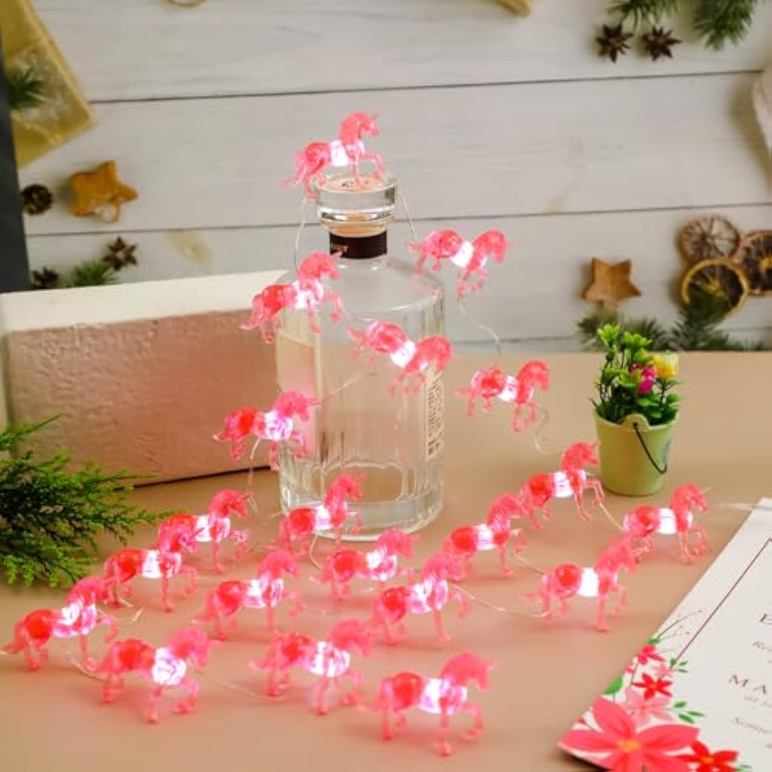 Unicorn Night Lights Pink String Lights Cute Fairy Lights Unicorn Horse Gifts Usb Plug In Or Battery Power String Lights