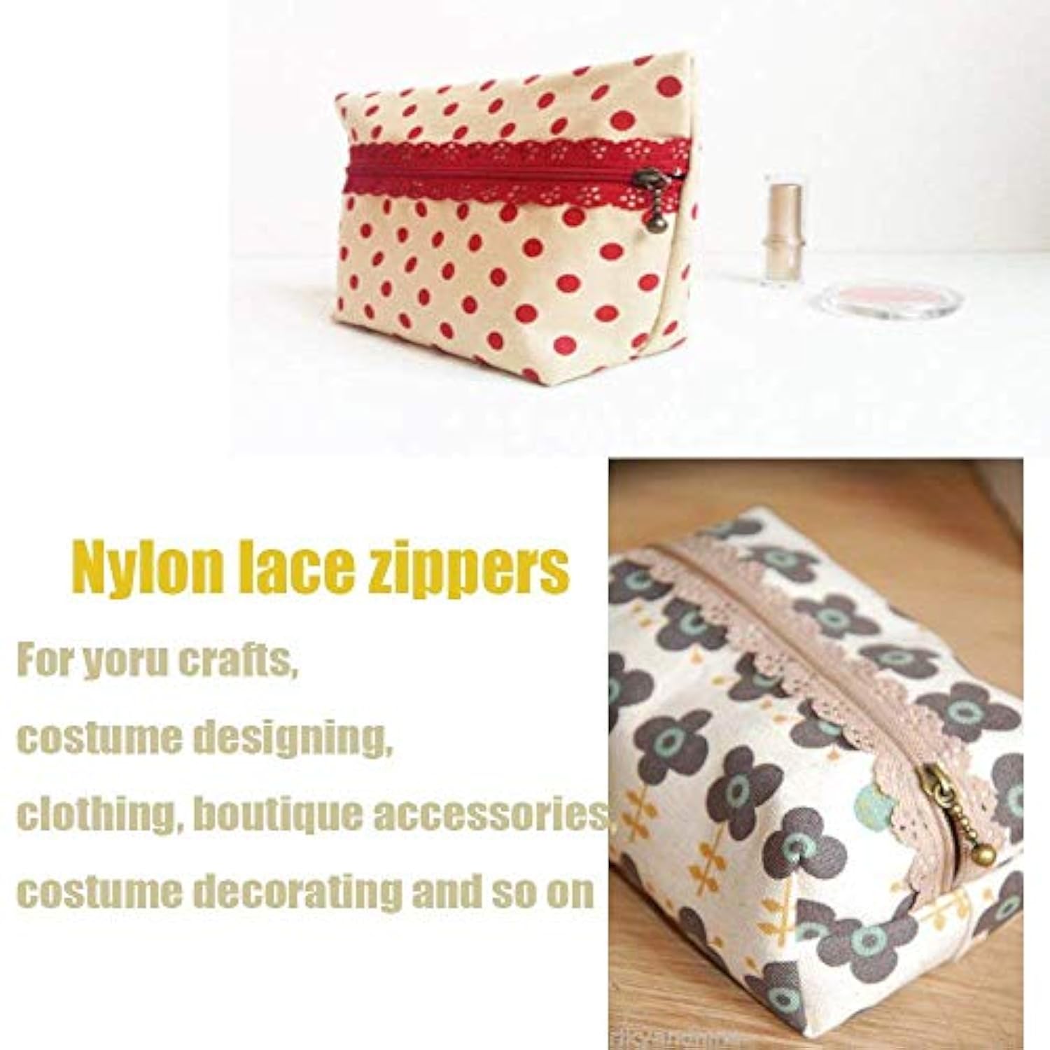 Lace Zippers For Sewing Assorted Lengths 35Cm(13.7Inch) Novelty 20Pcs/