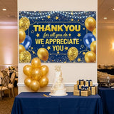 Thank You for All You Do Banner, Blue Gold Starry Thanksgiving Backdrop