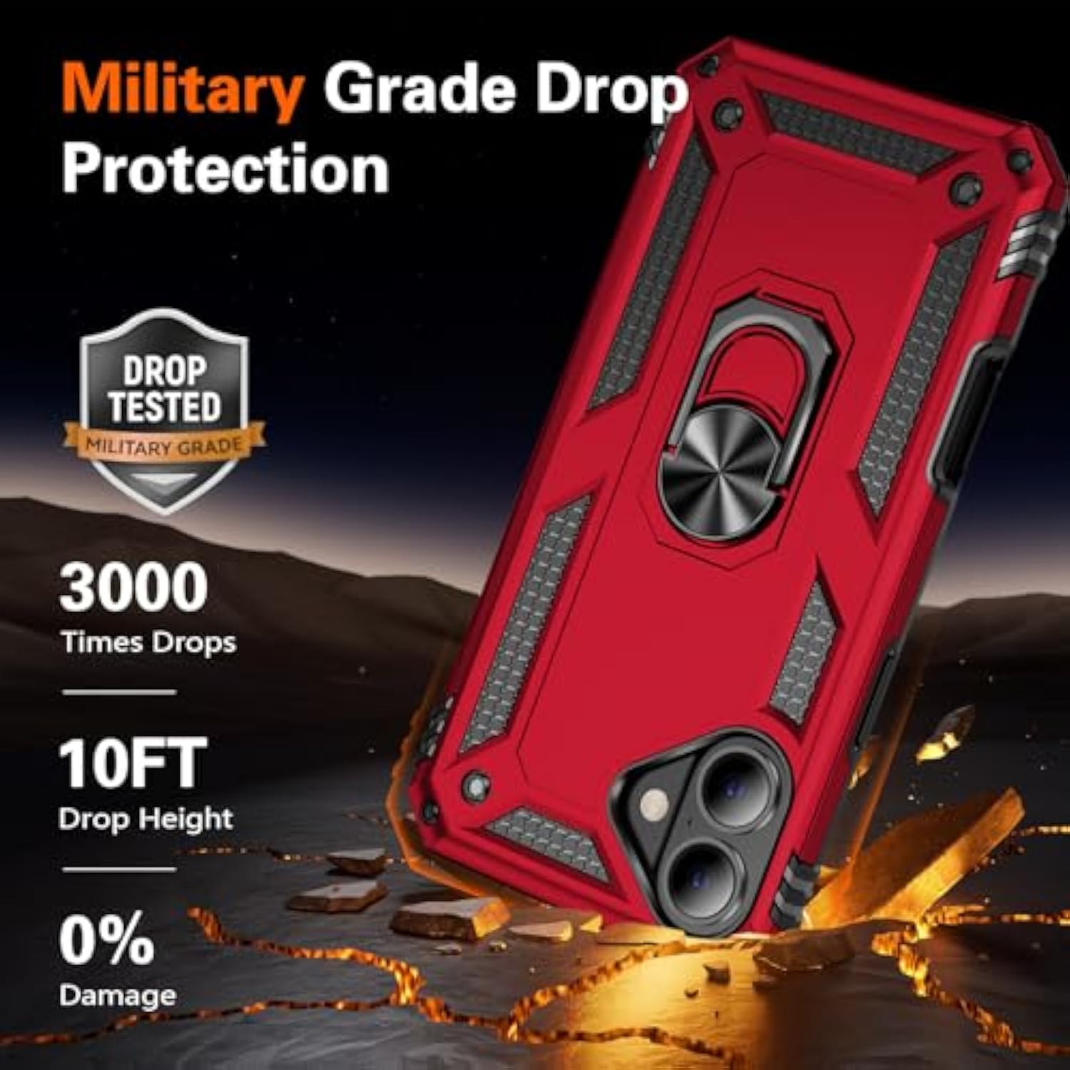 Case For Iphone 17 Phone Cover With Ring Kickstand,Military Grade Dual Layer Shockproof Protective Phone Cover For Iphone 17 Heavy Duty Sturdy Cases Purple