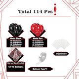 Red And Black Balloon Arch Kit, 114Pcs Red And Black Balloons, 4 Sizes Black Red Balloons For Casino Theme New Year Birthday Party Decorations