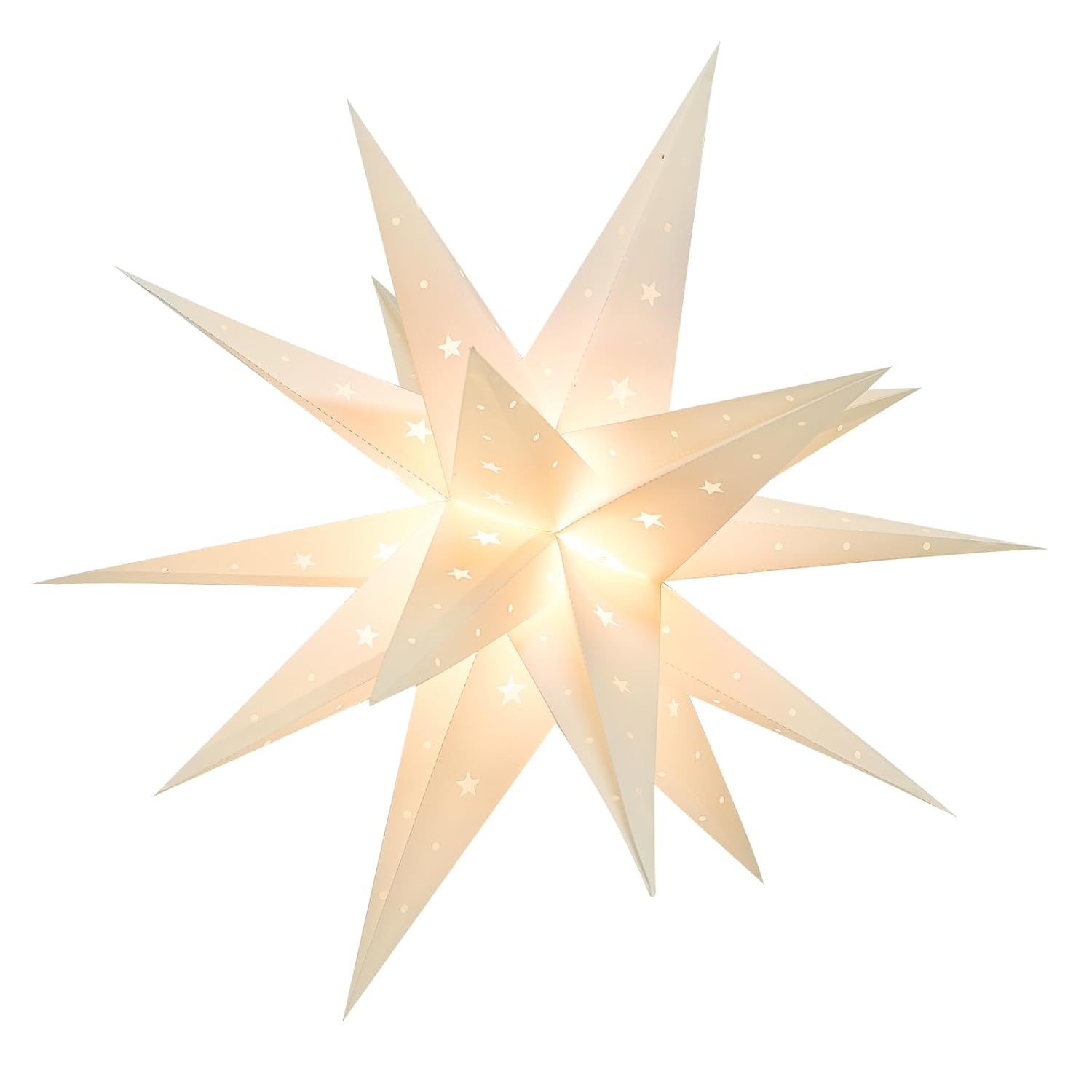 23" Moravian Star Outdoor Light - 18 Point White Christmas Star Indoor, 3D White Pvc, Waterproof Ip44, Battery Operated