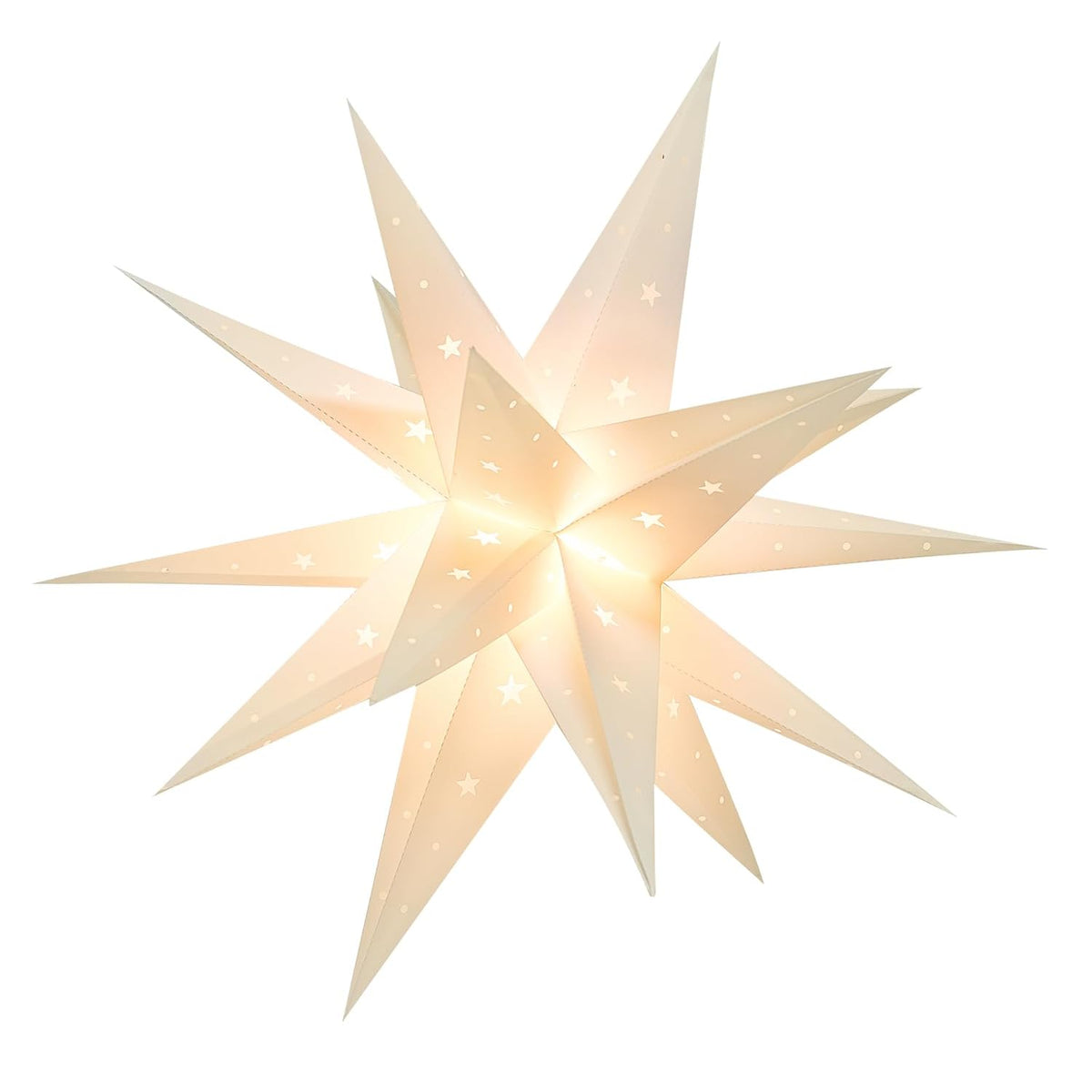 23" Moravian Star Outdoor Light - 18 Point White Christmas Star Indoor, 3D White Pvc, Waterproof Ip44, Battery Operated