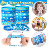 12 Sets Under The Sea Party Favors Birthday Supplies For Kids, Sea Animal Drawstring Bags Silicone Wristbands Luminous Stickers Keychain, Goodie Bag Stuffers Ocean Themed Party Favors Supplies