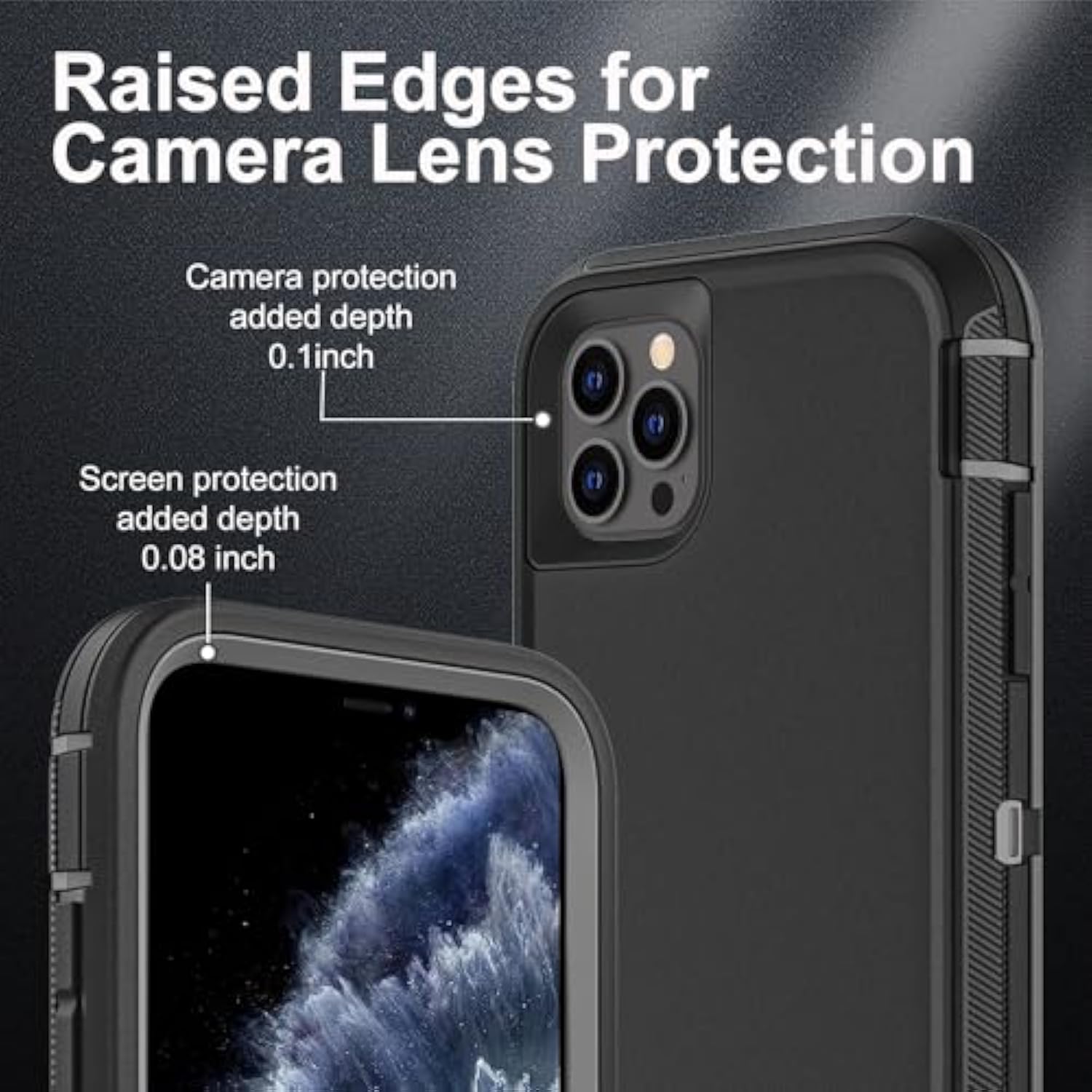 For Iphone 11 Pro Max Case, Military Grade 3 In 1 Heavy Duty Shockproof/Drop Proof/Dust Proof Case With 2Pcs Tempered Glass Screen Protector (Black/Grey)