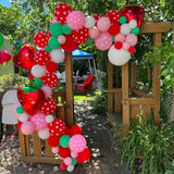 Red And Pink Balloons Strawberry Hot Pastel Light Pink Rose Red Latex Balloons Polka Dot Party Helium Balloon For Sweet Girl Berry Baby Shower Birthday Valentines Day Summer Party Decorations