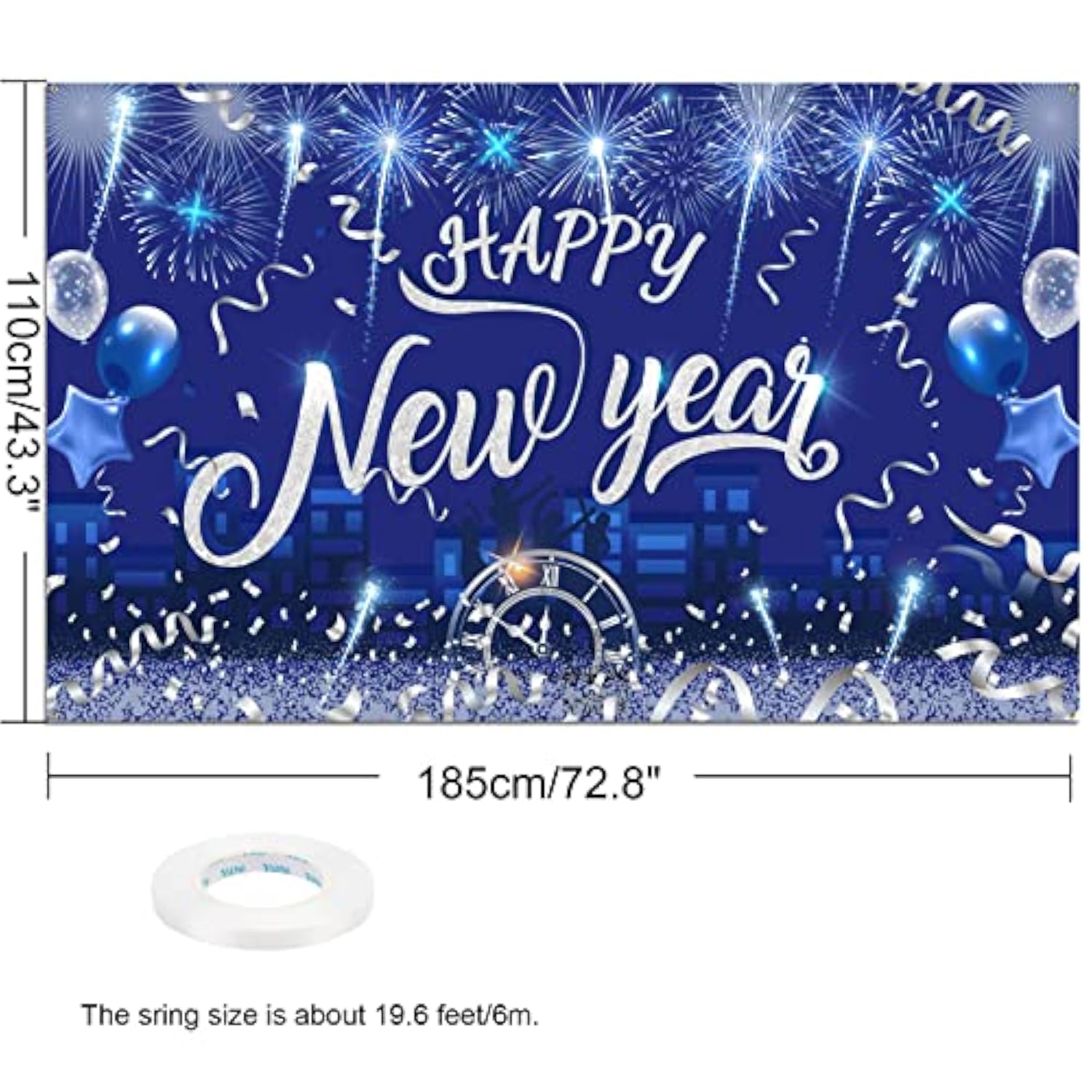 2026 Happy New Year Banner City Night Backdrop Party Photo Props