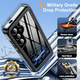 For Samsung Galaxy S25 Plus Case Waterproof,Ip68 Waterproof Dustproof Case With Built-In Screen Protector, Full Body Protective Phone Cover For Galaxy S25 Plus 6.6 Inch, Black/Clear