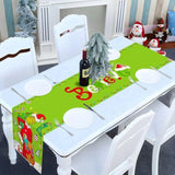 Merry Christmas Table Runner Xmas Winter Holiday Believe Theme Party Decoration Green Elf Home Kitchen Dining Room Decor 72Inches Long