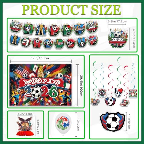 World Soccer Party Decoration, Complete Celebration Kit, Party Supplies for Football Fans, Soccer Celebrations