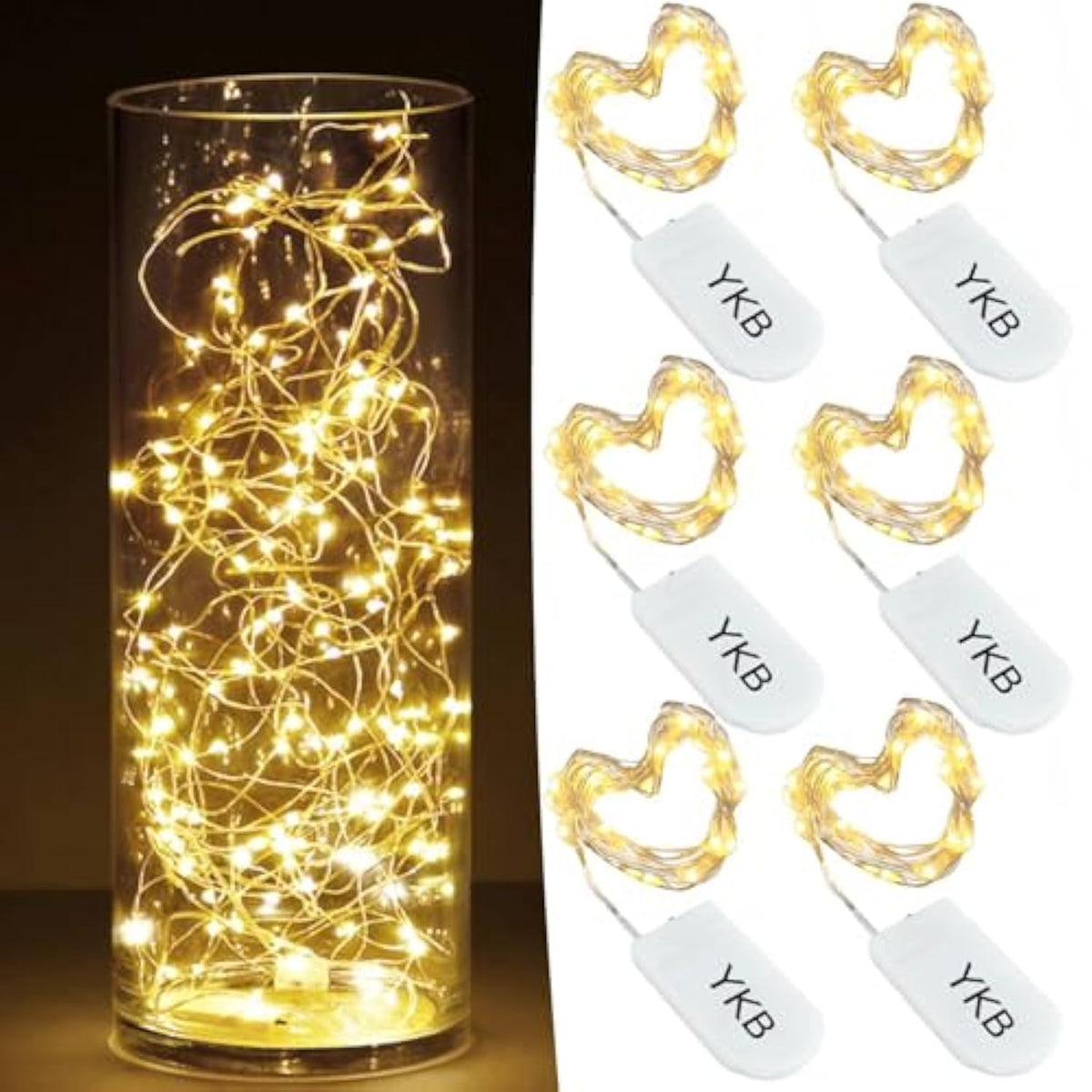 6-Piece Warm White LED Starry String Lights 3.3ft Copper Wire Battery Operated