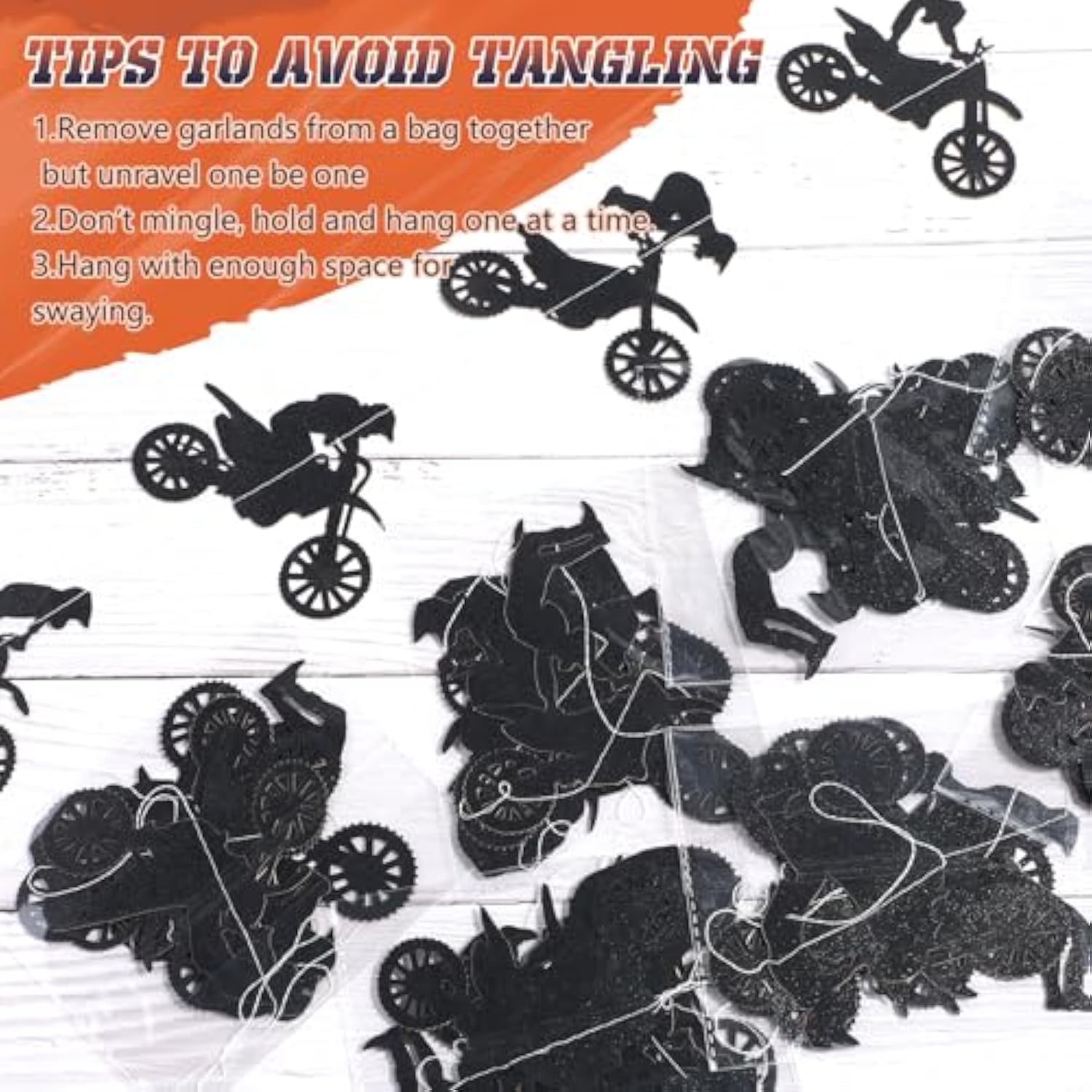 8 Pcs Dirt Bike Birthday Party Decorations Motorcycle Garland Banner Motocross Party Banner Riding Ceiling Hanging Streamers Cutouts For Baby Shower Wall Decor Photo Props Supplies