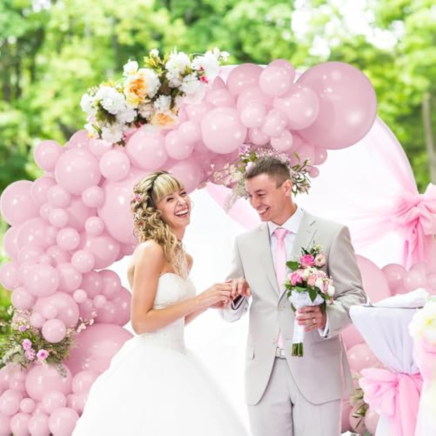 114Pcs Light Pink Balloon Garland Arch Kit, 18 12 10 5 Inch Pastel Pink Latex Balloons Different Sizes For Engagement Bridal Bachelorette Princess Birthday Party Decorations