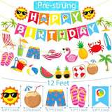 Beach Birthday Banner Birthday Party Decorations 4Pcs Summer Hawaiian Supplies Beach Pool Party Happy Birthday Banner For Luau Theme Baby Shower