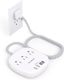 Travel Power Strip 22.5W Flat Plug Extension Cord 6FT 3 Outlets 4 USB Ports 2 USB C Charging Station