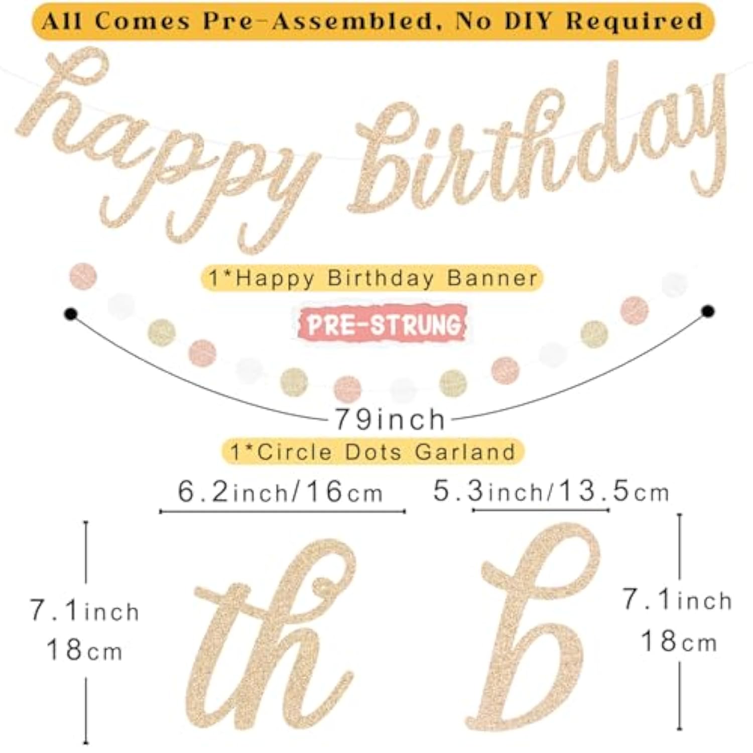 Boho Pink Happy Birthday Decorations, Pre-Strung Happy Birthday Banner With Honeycomb Balls, Paper Flowers, Lanterns, Fans, Hanging Swirls, Circle Dots Garland For Birthdays Party Decorations 24Pcs