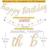 Pink Sage Green Happy Birthday Decorations, Pre-Strung Happy Birthday Banner With Honeycomb Balls, Paper Flowers, Lanterns, Hanging Swirls, Circle Dots Garland For Birthdays Party Decorations 24Pcs