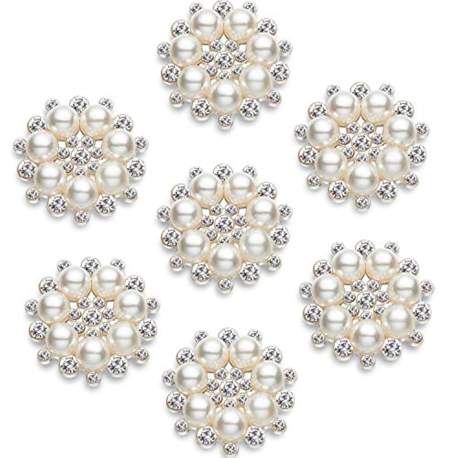 Pearl Rhinestone Flower Buttons Embellishments Craft Rhinestone Flatba