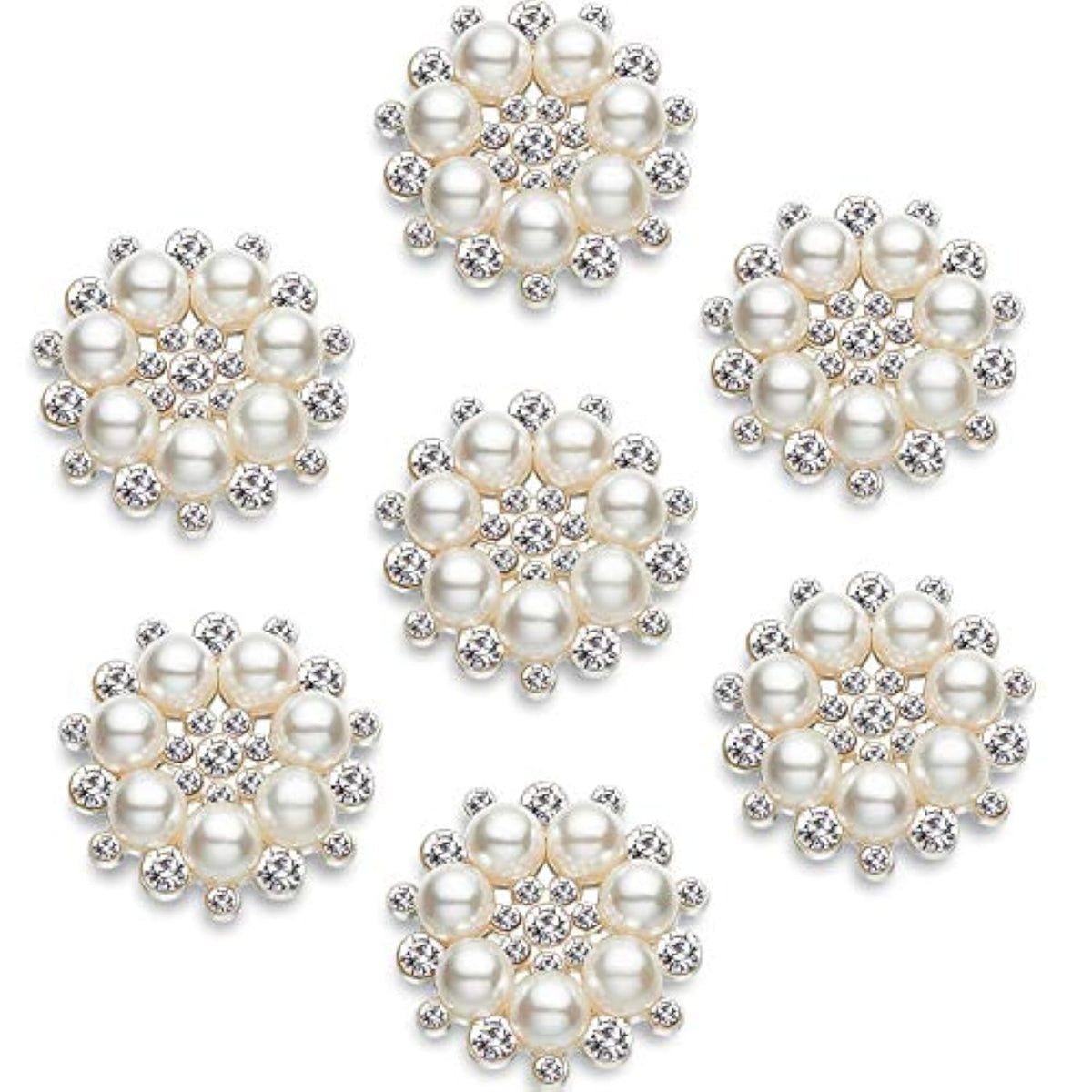 Pearl Rhinestone Flower Buttons Embellishments Craft Rhinestone Flatba