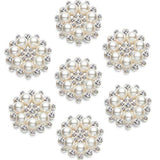 Pearl Rhinestone Flower Buttons Embellishments Craft Rhinestone Flatba