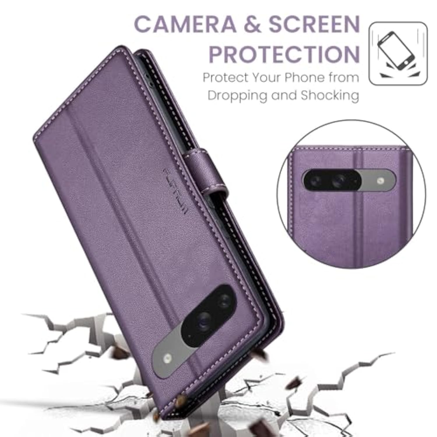 For Google Pixel 9 5G/Pixel 9 Pro 6.3" Wallet Case With Rfid Blocking Credit Card Holder, Pu Leather Folio Flip Kickstand Protective Shockproof Cover Women Men For Pixel 9/9Pro Phone Case (Purple)