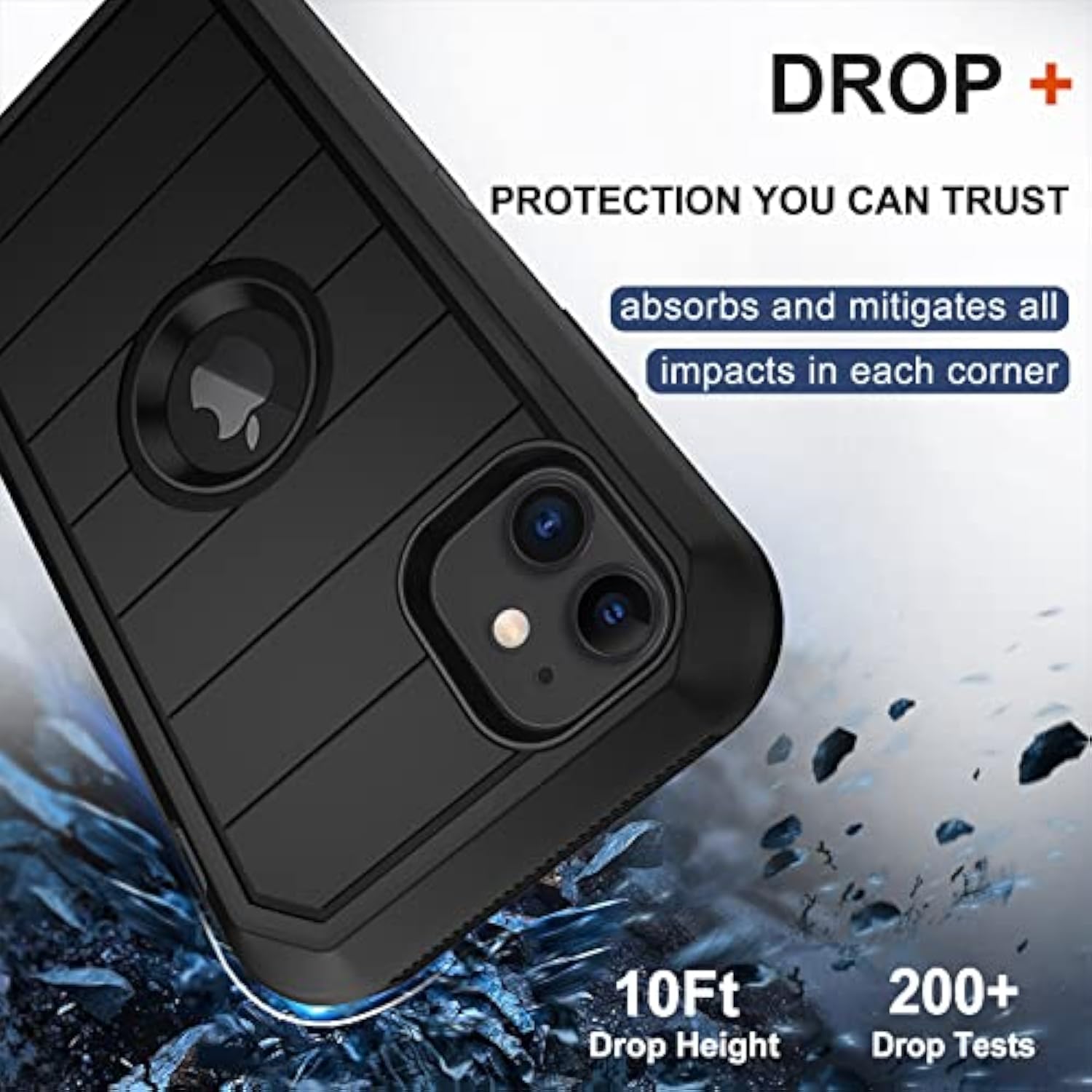 For Iphone 11 Case With Belt Clip Holster, 2 X Screen Protector, [Military Grade] Heavy Duty Full Body Shockproof Dust-Proof Drop Proof Rugged Protective Cover For Apple Iphone 11 (Black B)