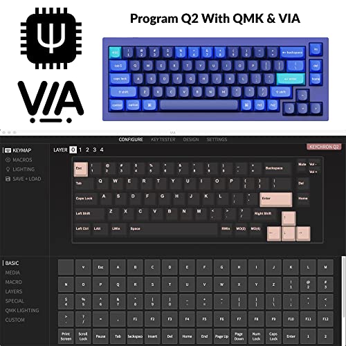 Q2 Wired Custom Mechanical Keyboard, Qmk/Via Programmable Macro, Full Aluminum, Hot-Swappable Gateron G Pro Red Switch, 65% Layout Double Gasket Compatible With Mac And Windows - Blue