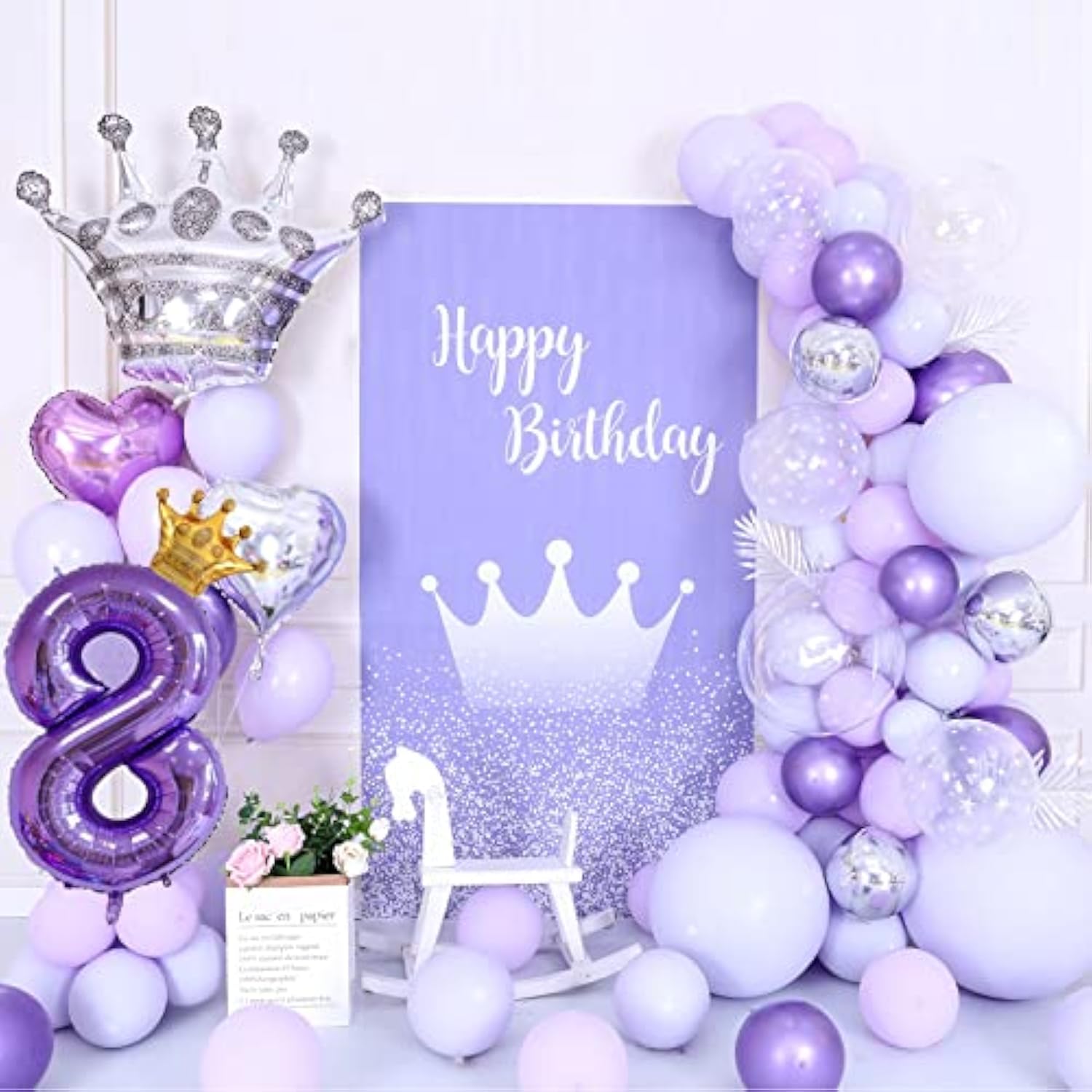 40" Purple Number 6 Balloon with Mini Crown 6th Birthday Party Decor