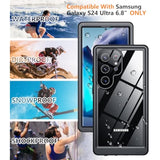 Designed For Samsung Galaxy S24 Ultra Case,Waterproof Built-In Lens & Screen Protector [Full Body Shockproof][Military Drop Proof][Ip68 Underwater] Phone Case For S24 Ultra 5G-Black (2024)