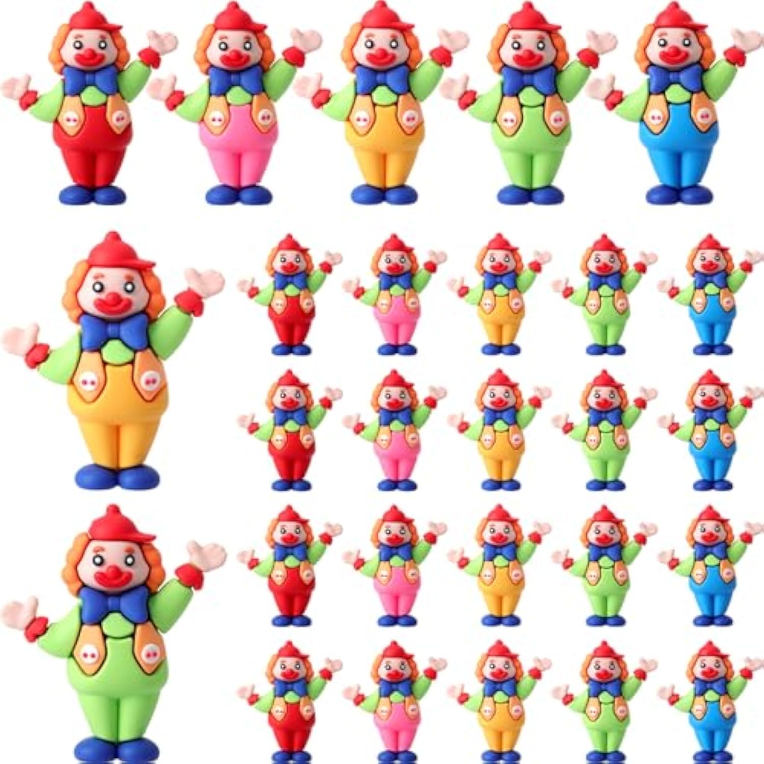 Clown Figurines Clown Figure Doll Circle Statues For Kids & Adults For Halloween Ornaments Display Home Table Desk Decor Circus Cake Toppers Party Favors (25 Pcs)