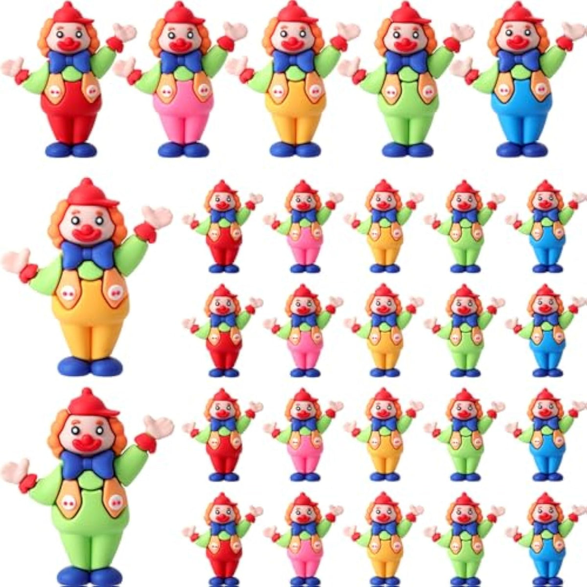 Clown Figurines Clown Figure Doll Circle Statues For Kids & Adults For Halloween Ornaments Display Home Table Desk Decor Circus Cake Toppers Party Favors (25 Pcs)