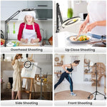 Ring Light Tripod For Iphone,Ring Light With Stand And Phone Holder,Led Overhead Camera Mount With Casters,Phone Tripod With Light And Remote For Video Recording/Live Stream/Cooking