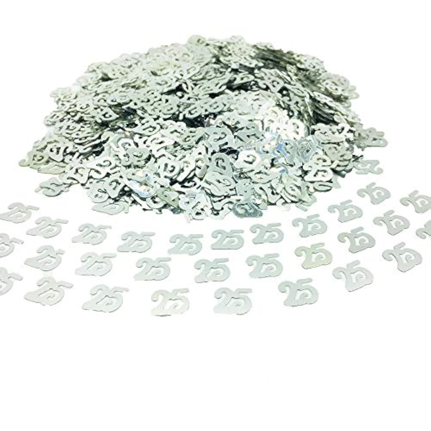 25Th Birthday Confetti Number 25 Confetti 25Th Anniversary Party Confetti For Party Table Decoration Supplies Or Diy (Silver 1.5 Oz 1500 Pieces)