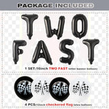 18pcs Race Car 2nd Birthday Balloons, "Two Fast" Banner & Racetrack Number 2