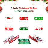 60 Yards 3/8" Christmas Ribbon For Crafts, White Red And Green Holiday