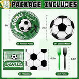 2026 World Soccer Party Decorations, 96 Pcs Soccer Plates and Napkins Party Supplies, Disposable Tableware for Sports Themed Birthday Party Serves 24