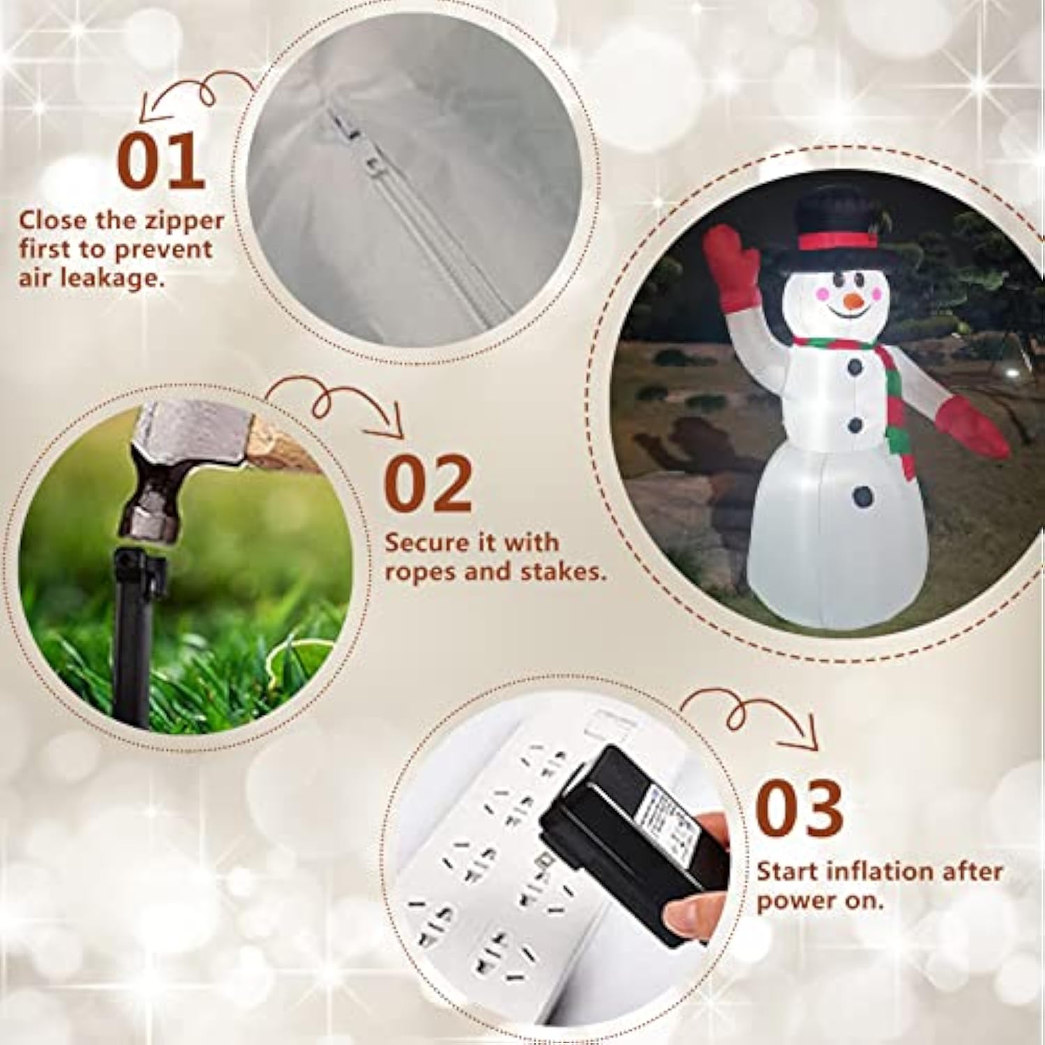 8Ft H Christmas Inflatable Gentleman Snowman With Build-In Led Lights, Blow Up Snowman Inflatable Outdoor Decorations La