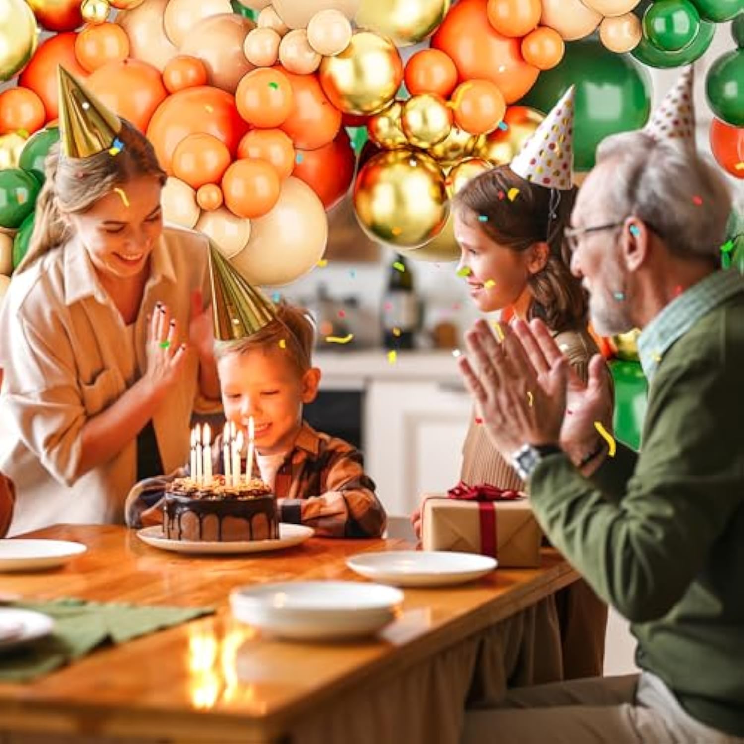 Orange Green Balloons Arch Garland Kit-123Pcs Metallic Gold Balloon Nude Balloon For Bridal Shower,Christmas,Birthday,Wedding,Thanksgiving Party Decoration.