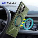 Samsung Galaxy S23 Ultra Magnetic Case - 360 Rotatable Ring Stand, Military Grade Heavy Duty Protection, Compatible With Magsafe, Green