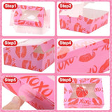 40 Pcs Valentine'S Day Bakery Cookie Boxes Cupcake Treat Box With Pvc Window 8X6X2.5 Inches Heart Gift Boxes Containers For Holiday Pastries Wedding Doughnut Candy Gift Giving (40)