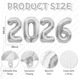 40in Silver 2026 Foil Balloons for New Year Party Graduation & Celebration