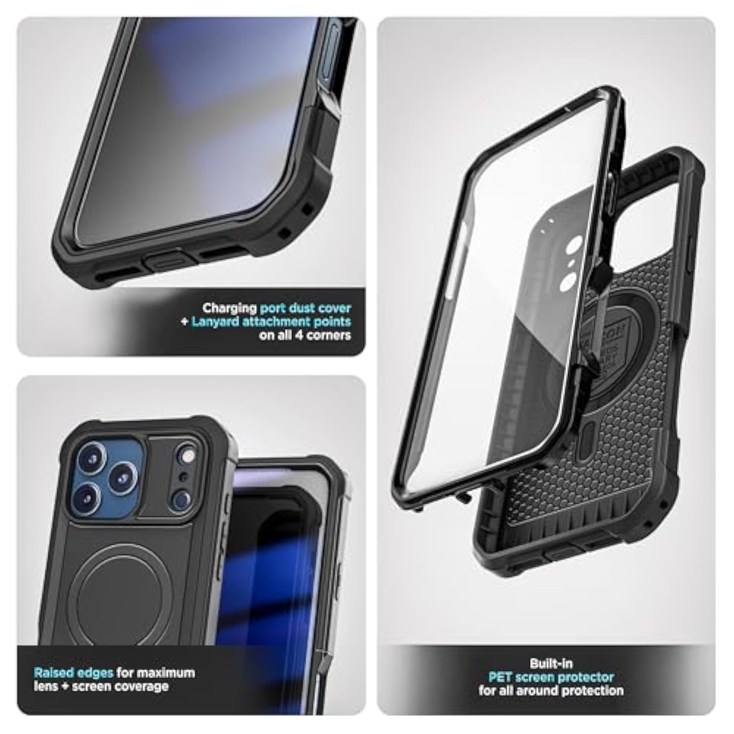 For Iphone 17 Pro Max Case With Built-In Screen Protector, Compatible With Magsafe - Military Grade Protection With 360 Rugged Full-Body Coverage (Black)