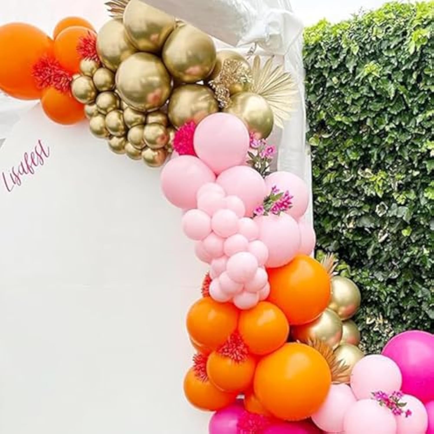 134Pcs Fall Balloon Arch Kit Pink Orange White Gold for Baby Shower Birthday Wedding