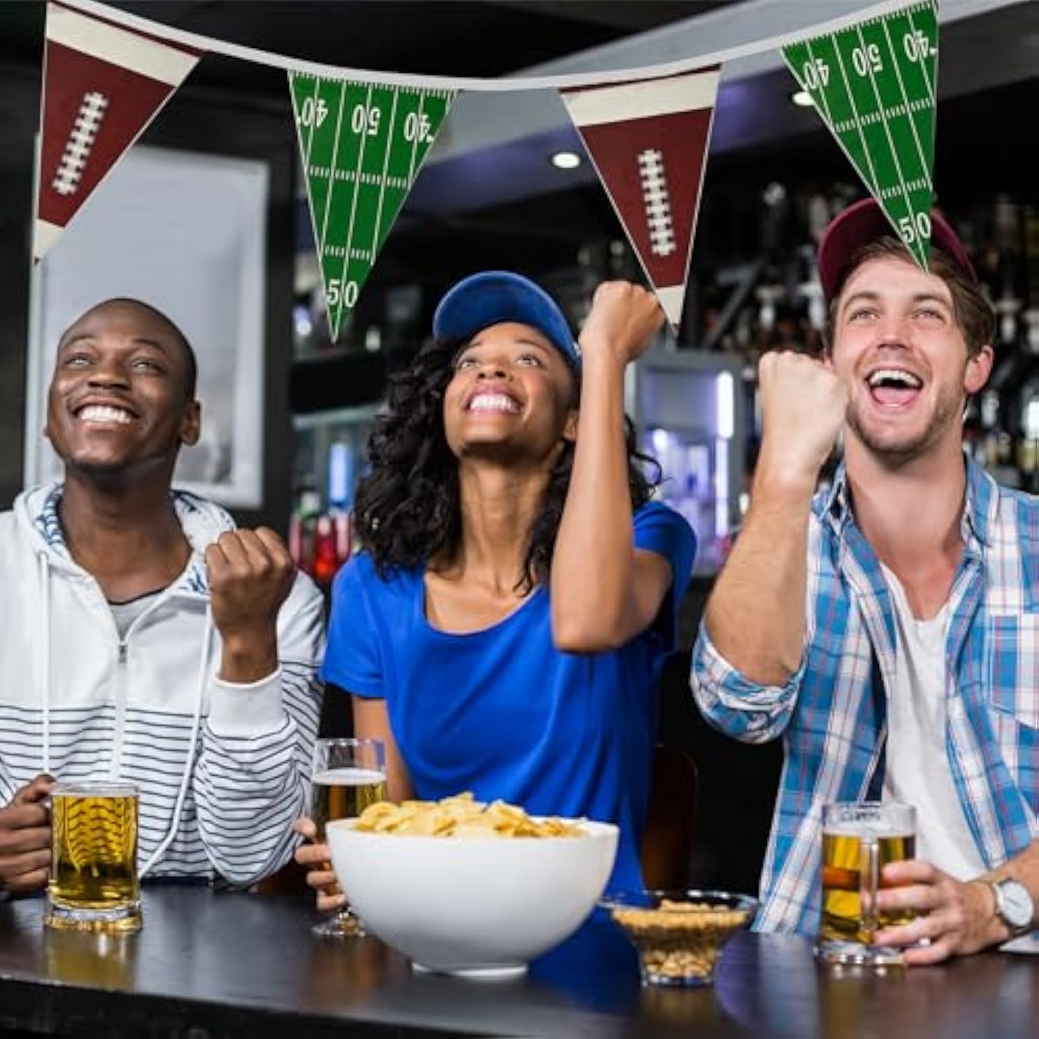 100 Ft Football Pennant Banner Flags for Tailgate Parties and Birthdays