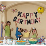 Black And Rose Goldhappy Birthday Balloons Banner, 16 Inch Mylar Foil Letters Balloon Sign For Birthday Party Decorations Photo Booth Backdrop