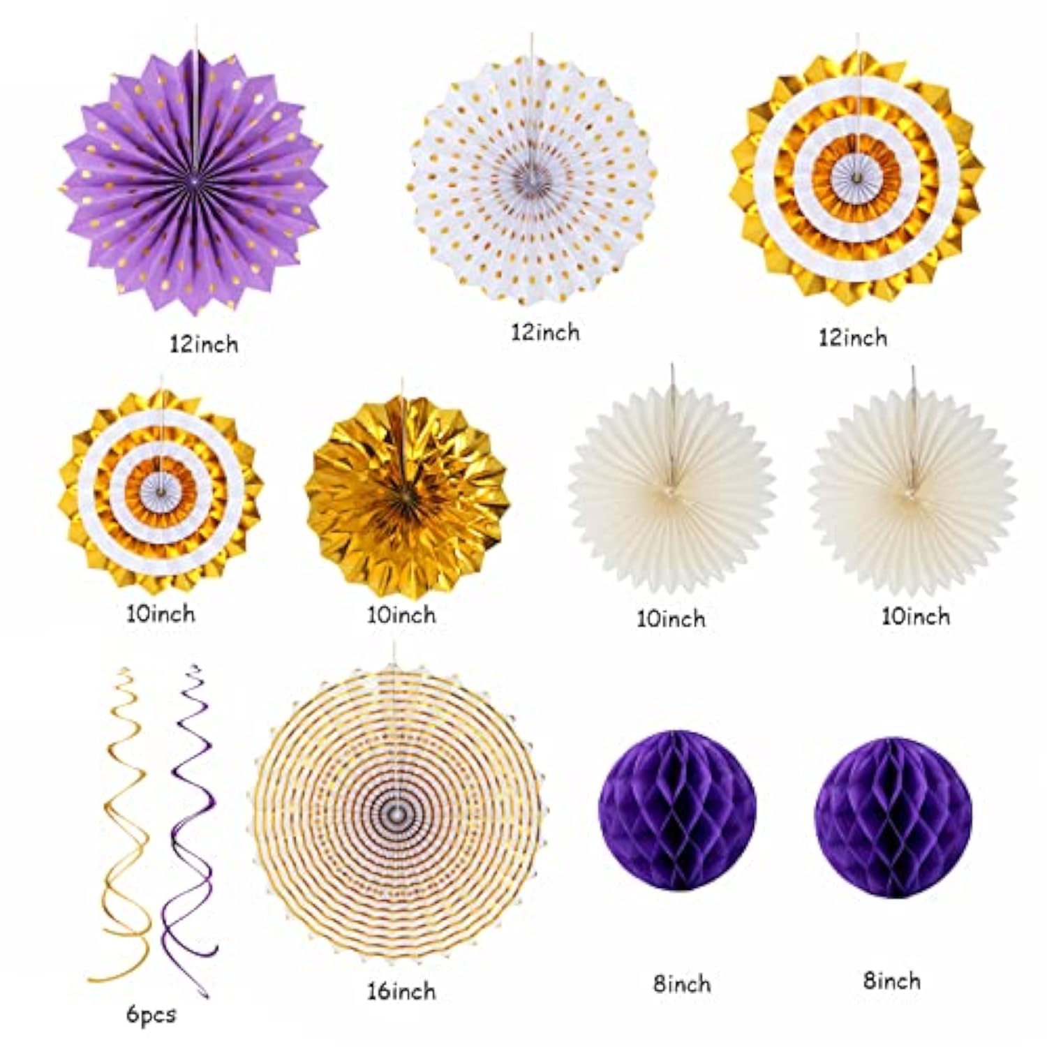 Purple-Gold Graduation Party-Decoration - 33Pcs Kits Banner, Streamers Tassel Garland,Tissue Pom Poms Honeycomb, Paper Lantern Fans,Wedding Girl Birthday Baby Bridal Shower Decor