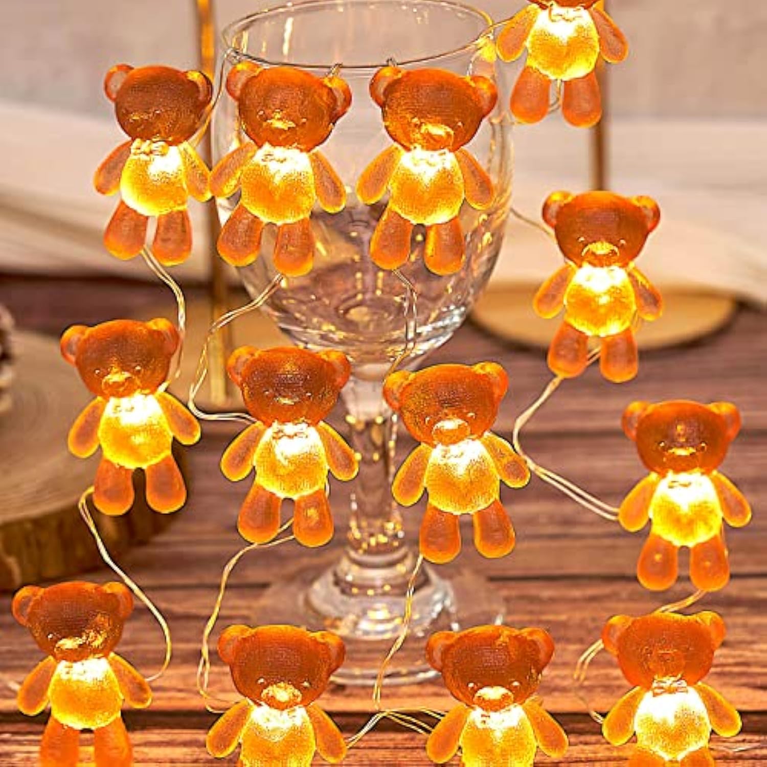 Decorative String Lights Cute Indoor Teddy Bear Ornaments Party Decoration Usb Or Battery Powered Fairy Lights With Time