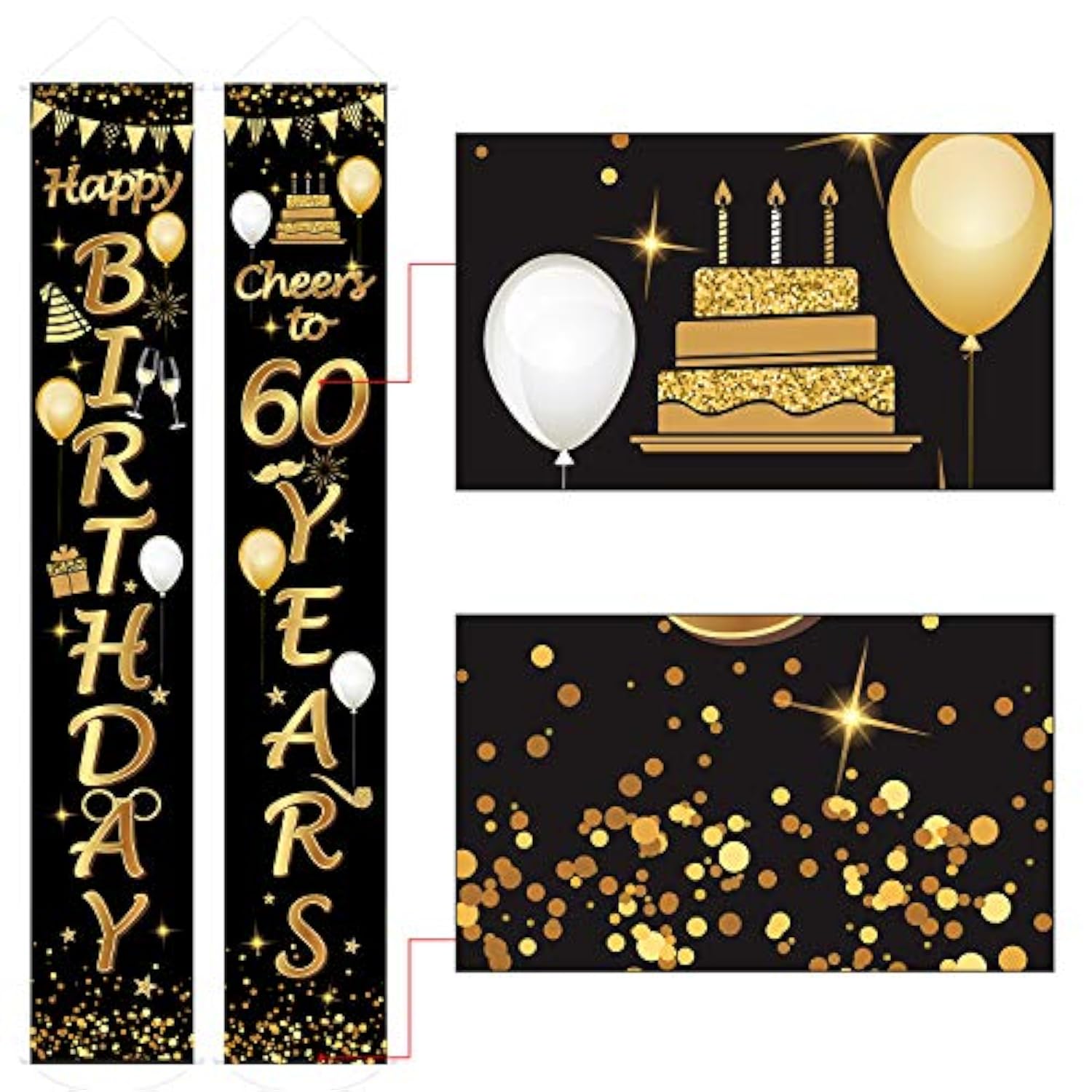 2pcs 60th Birthday Porch Banners – "Cheers to 60 Years" Welcome Signs for Party Decorations